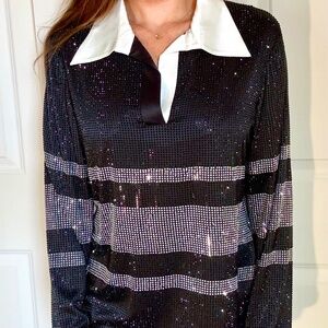 RETROFÊTE Joie Striped Crystal Rugby Top